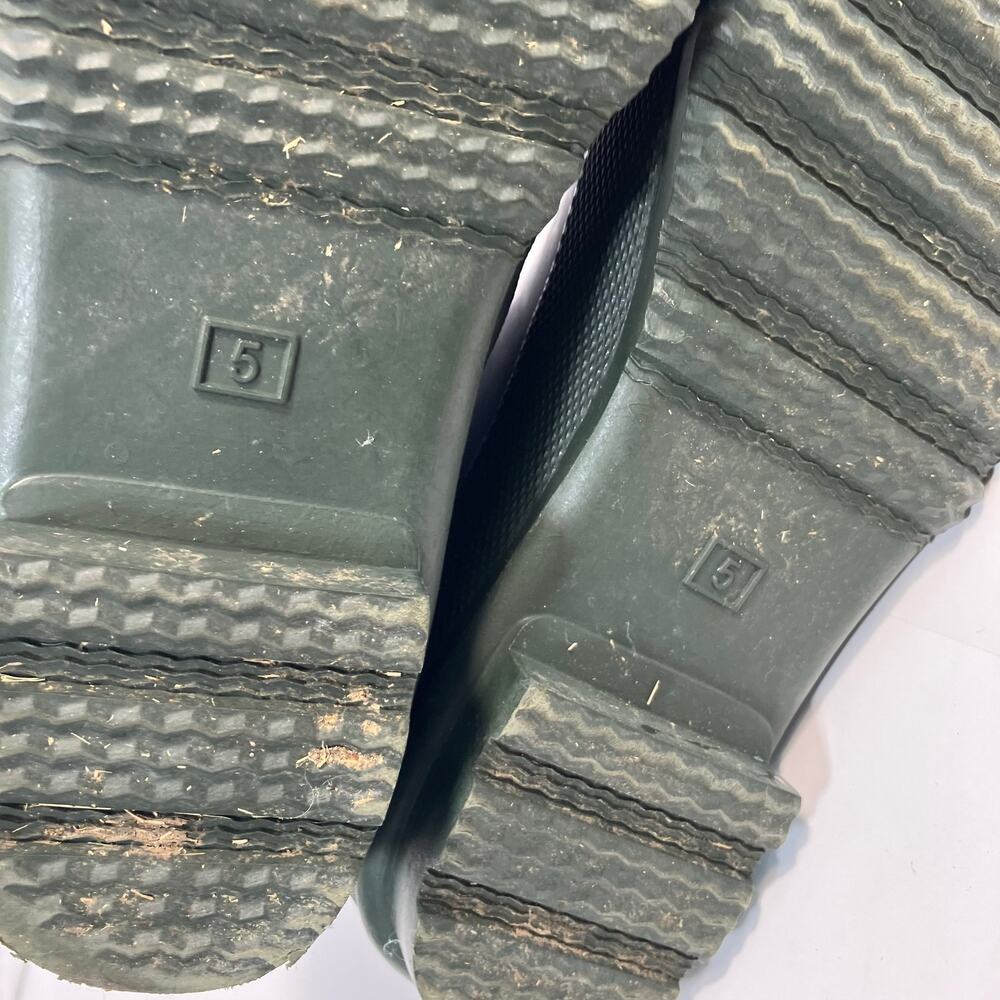 Joules Sz 7 Tall Welly Print Rain Boots Navy & Green Stripe Gold Buckle - Picture 14 of 16